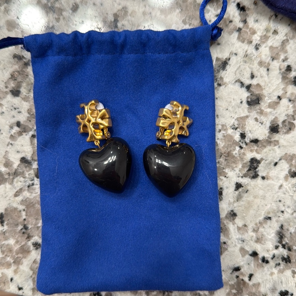 Tory Burch clip on heart earrings
